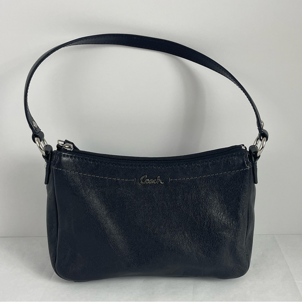 Coach Black Leather and Purple Interior Handbag